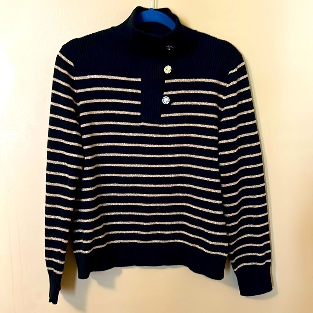 Lauren Ralph Lauren pullover gold and black striped sweater womens size L